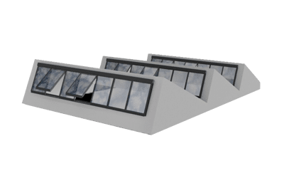 Flachdach Sheddach-Verglasung – einbaubar in einem Winkel von 25° bis 90°