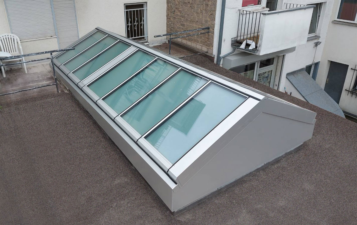 Dual pitched rooflight with opal lamination