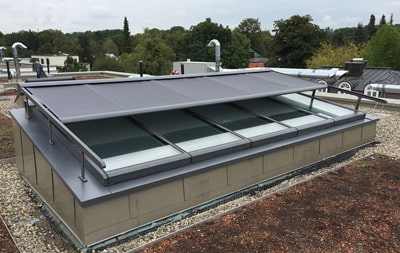 Monopitch rooflight with external blinds 