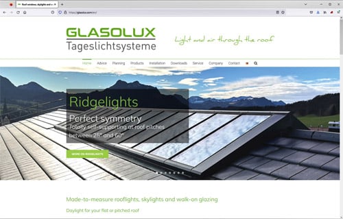 GLASOLUX Website nun auch in Englisch